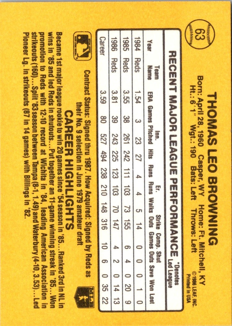 1987 Donruss Tom Browning