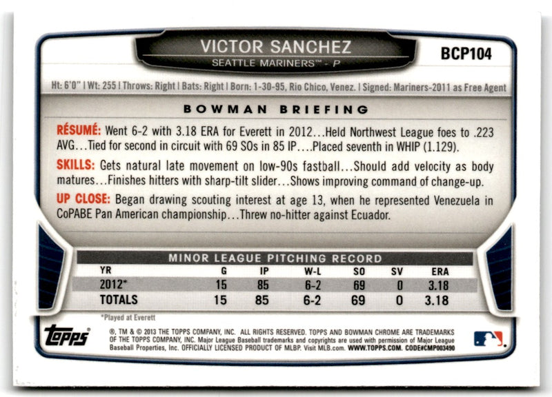 2013 Bowman Chrome Prospects Victor Sanchez