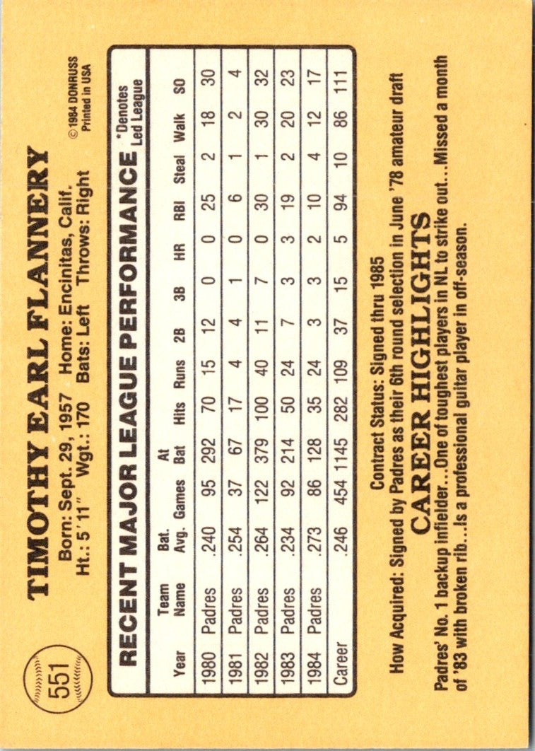 1985 Donruss Tim Flannery