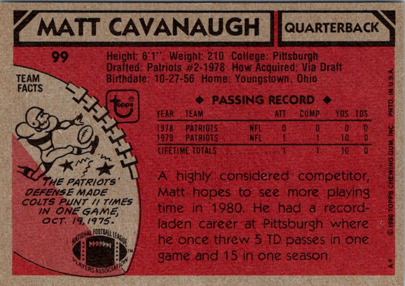 1980 Topps Matt Cavanaugh