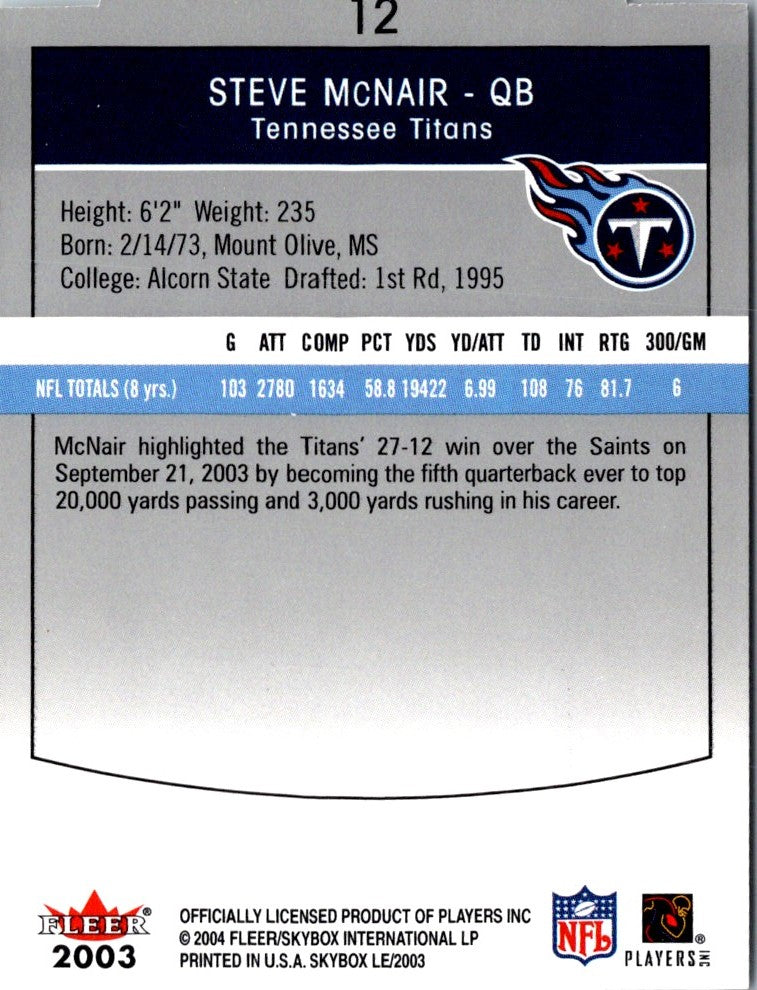 2003 SkyBox LE Steve McNair