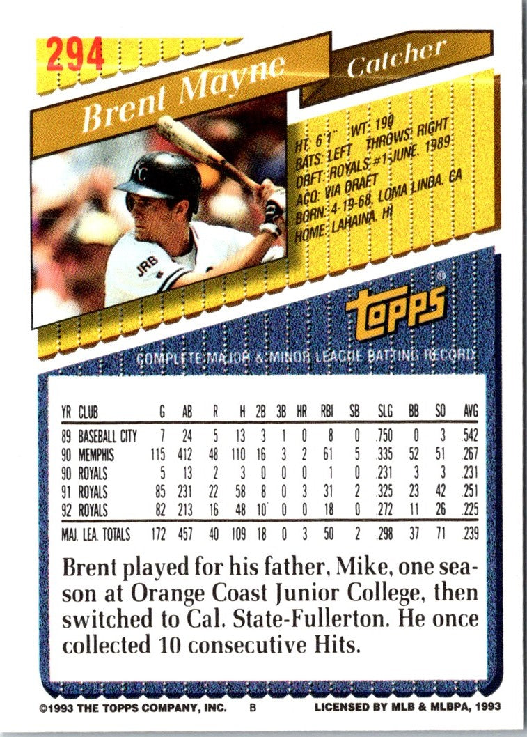 1993 Topps Gold Brent Mayne