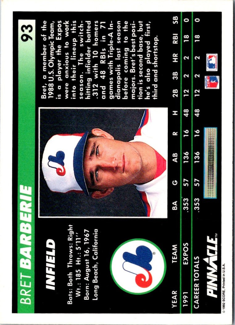 1992 Pinnacle Bret Barberie