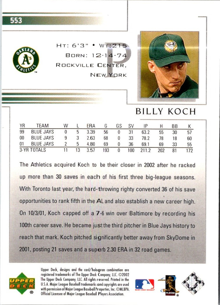 2002 Upper Deck Billy Koch