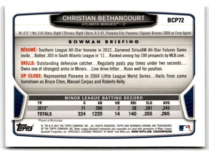 2013 Bowman Chrome Prospects Christian Bethancourt