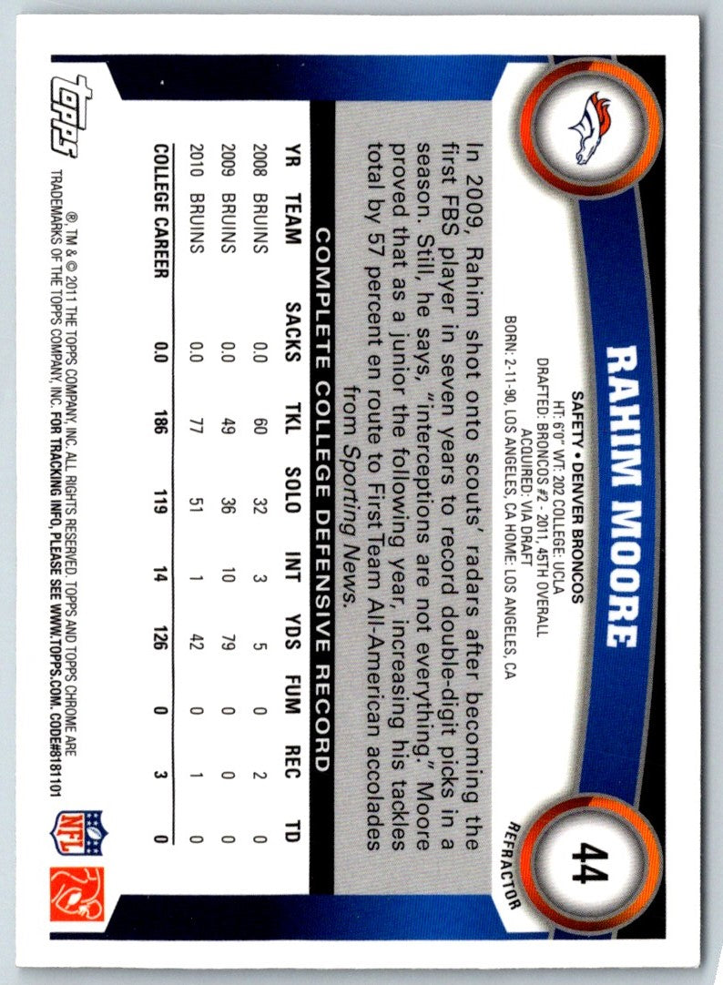 2011 Topps Chrome Rahim Moore
