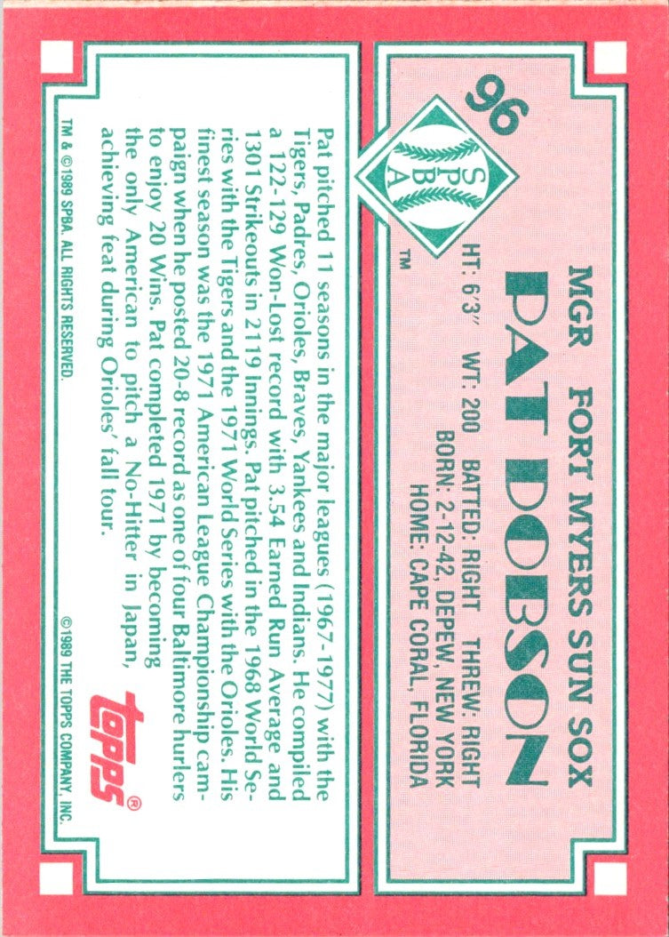 1989 Topps Senior League Pat Dobson