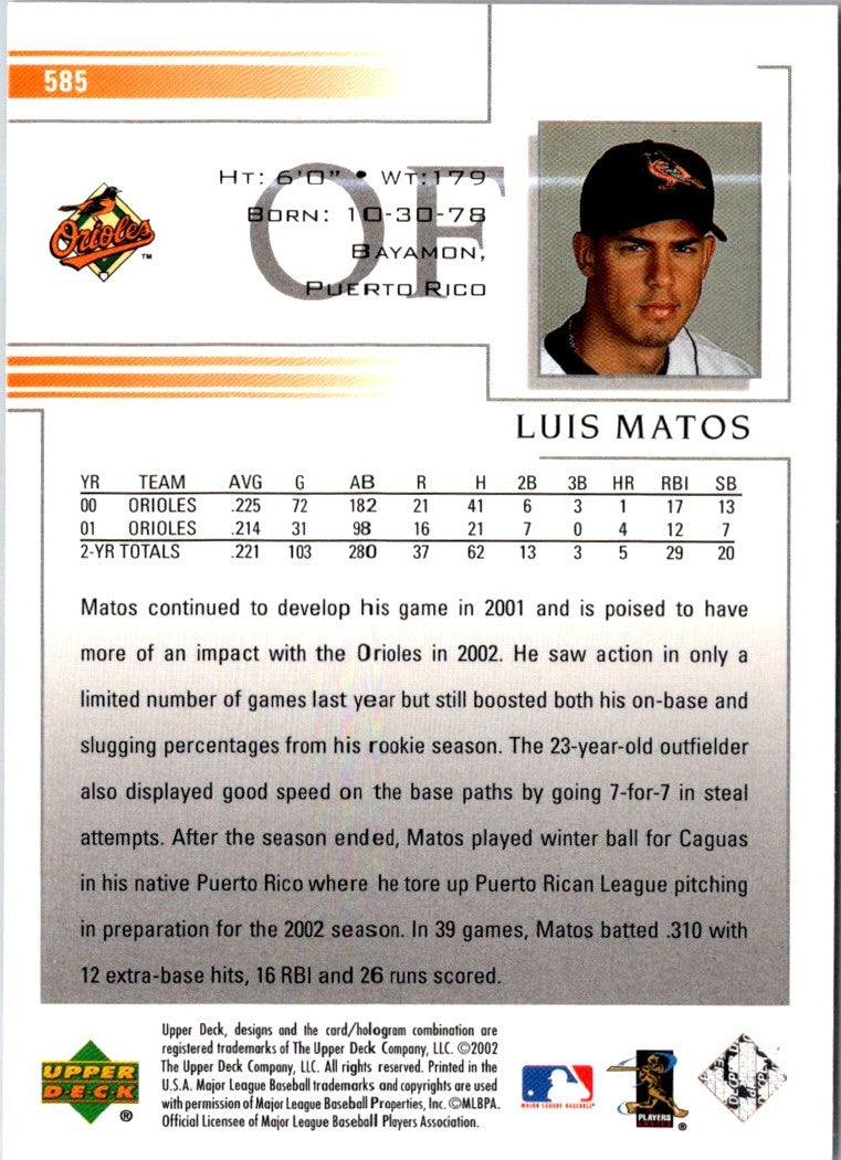 2002 Upper Deck Luis Matos