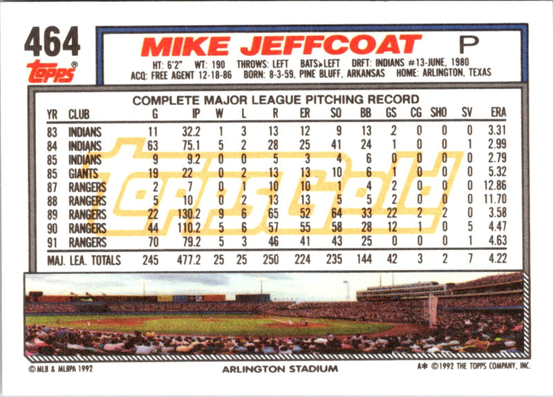 1992 Topps Mike Jeffcoat