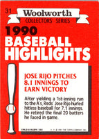 1991 Topps Woolworth Baseball Highlights Jose Rijo #31