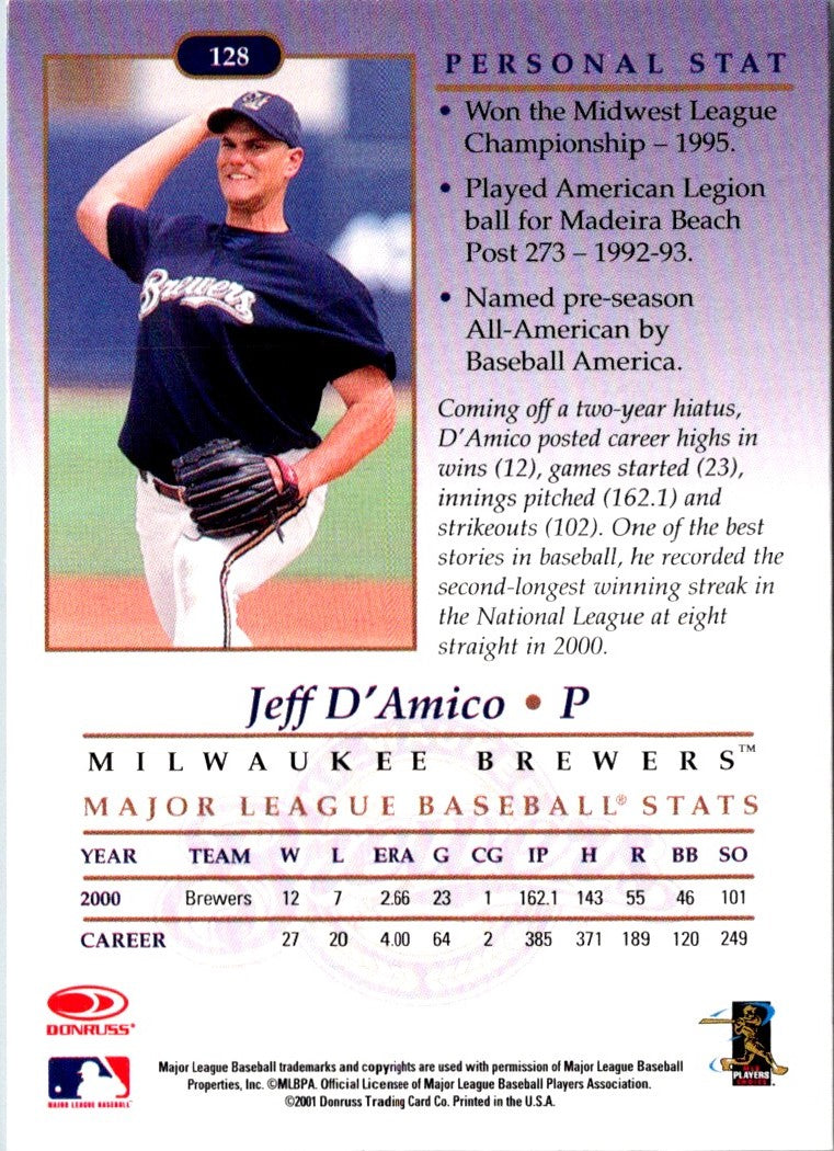 2001 Donruss Studio Jeff D'Amico