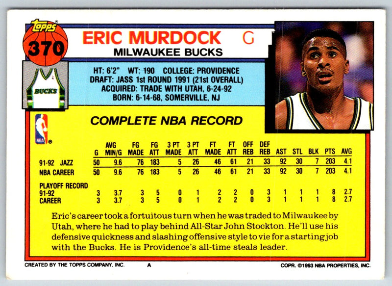 1992 Topps Eric Murdock