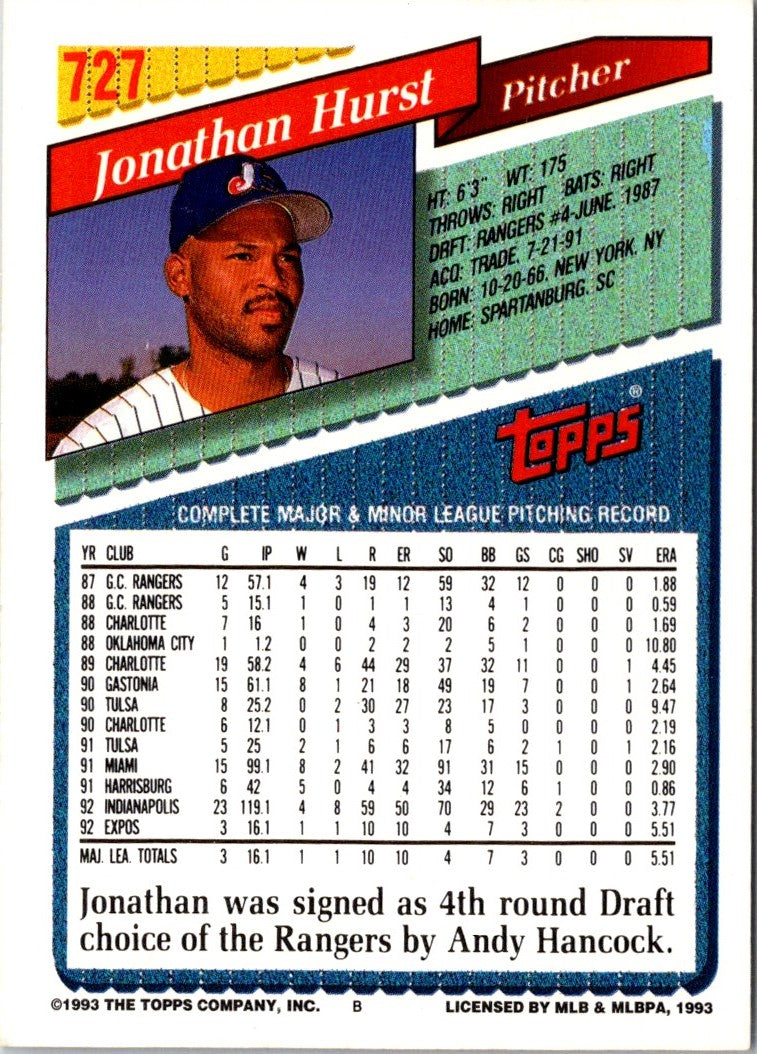 1993 Topps Gold Jonathan Hurst