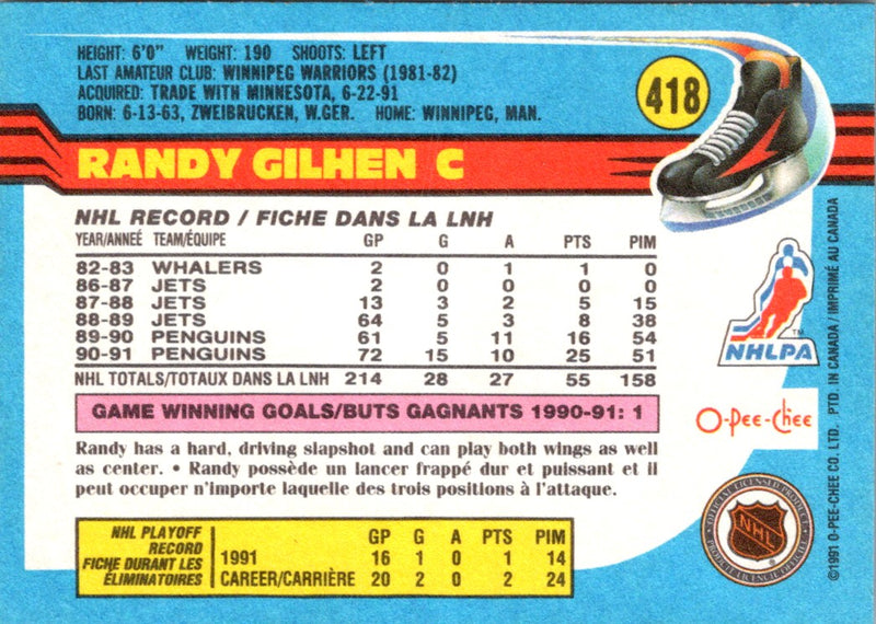1991 O-Pee-Chee Randy Gilhen