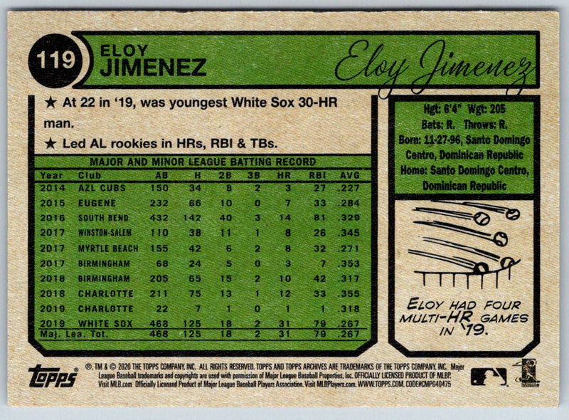 2020 Topps Archives Eloy Jimenez