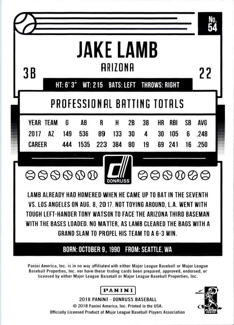 2018 Donruss Jake Lamb