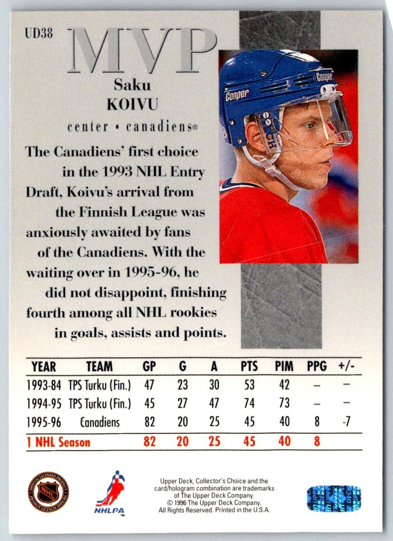 1996 Collector's Choice MVP Saku Koivu