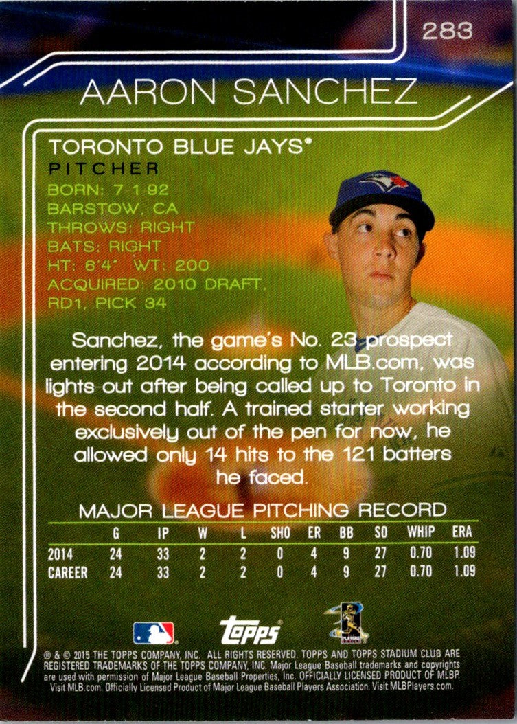 2015 Stadium Club Aaron Sanchez