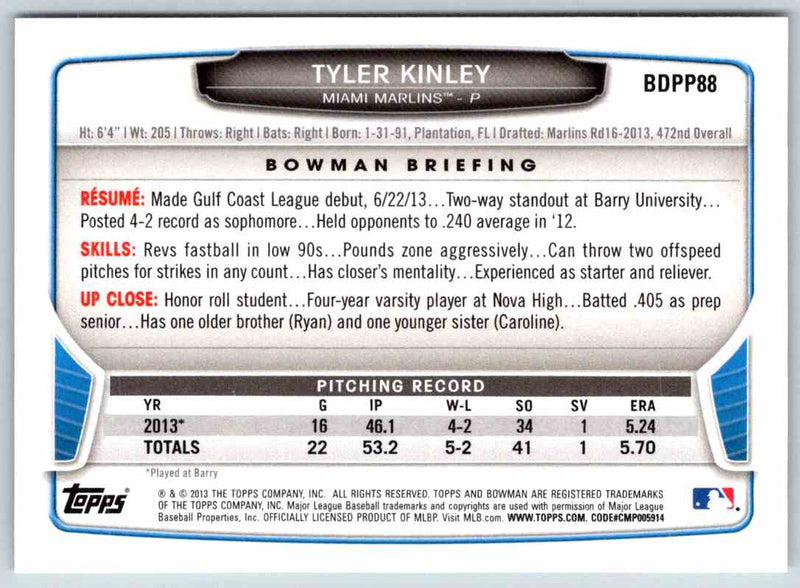 2013 Bowman Tyler Kinley