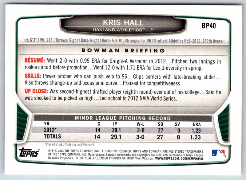 2014 Bowman Kris Hall