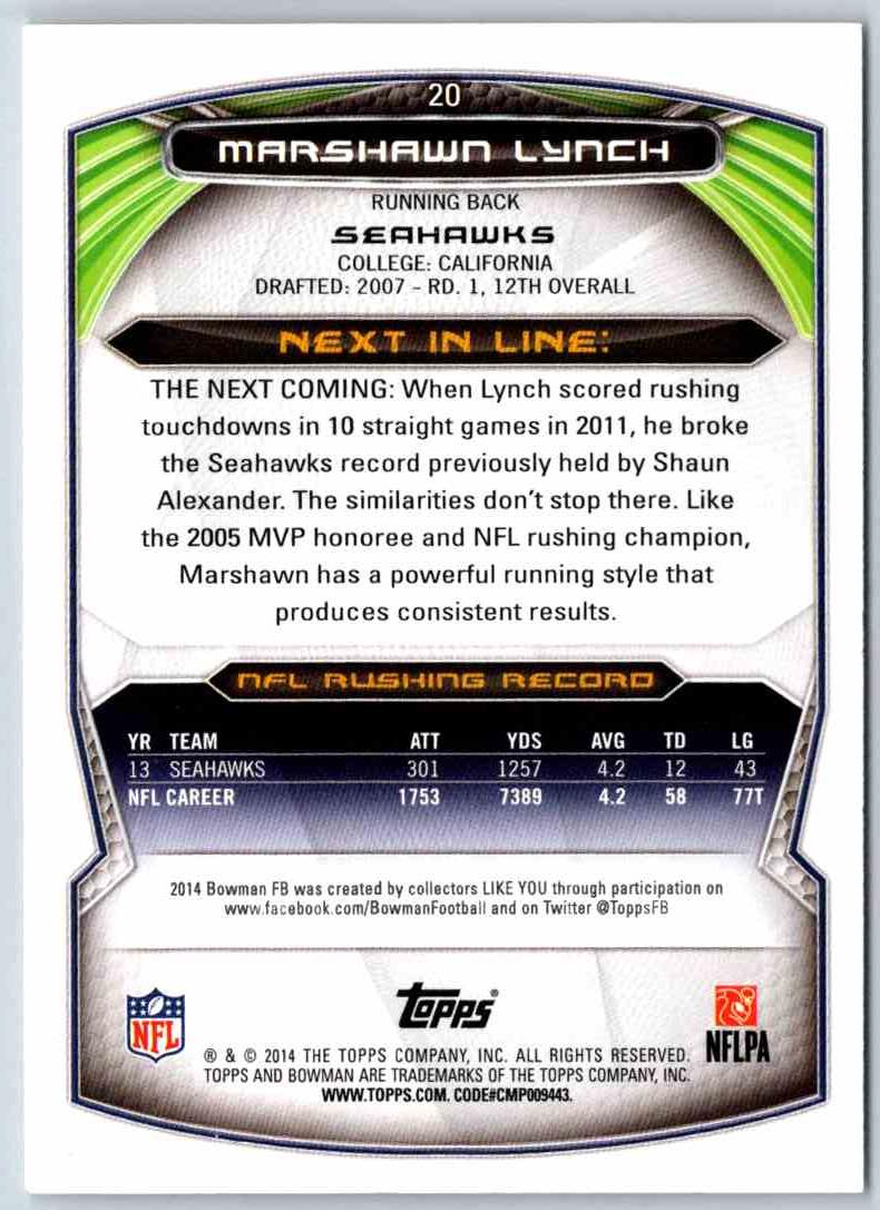 2011 Topps Football Marshawn Lynch
