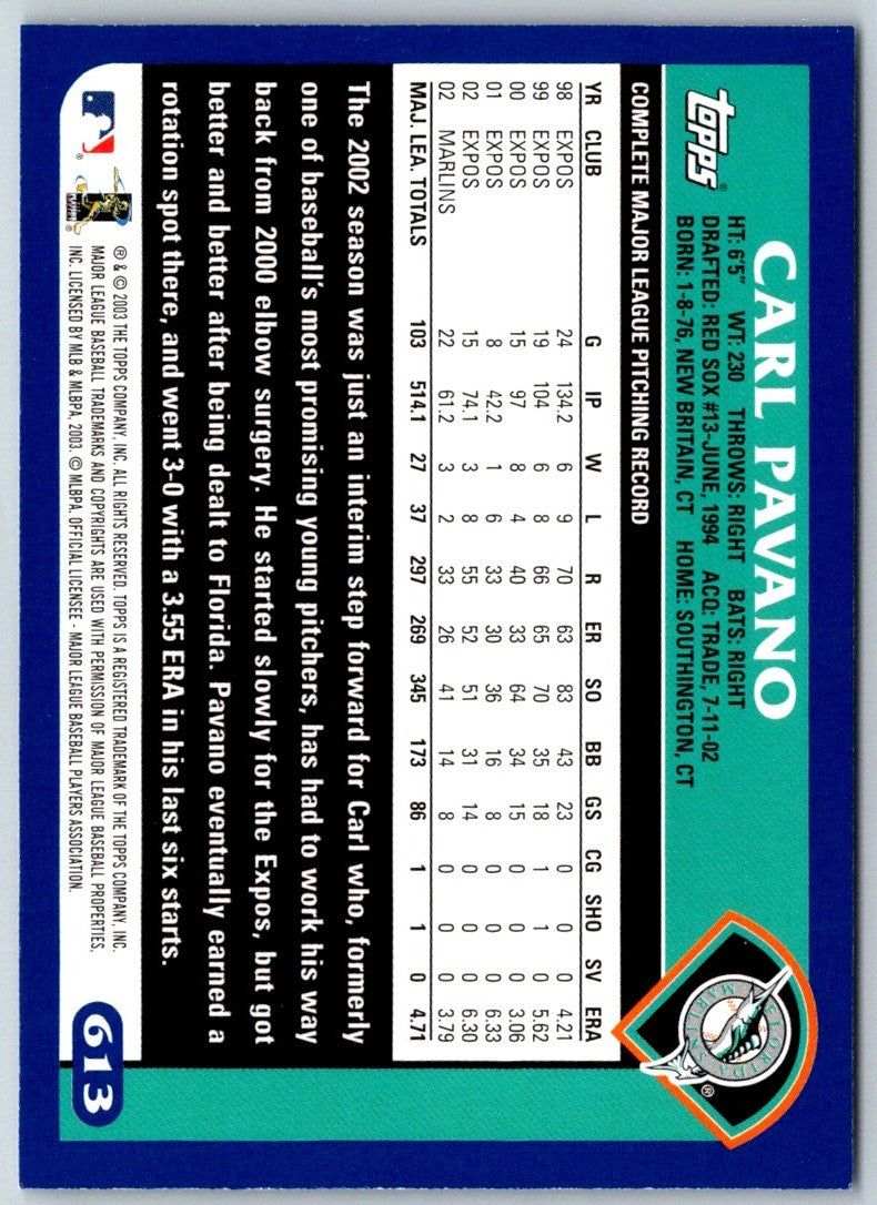 2003 Topps Carl Pavano