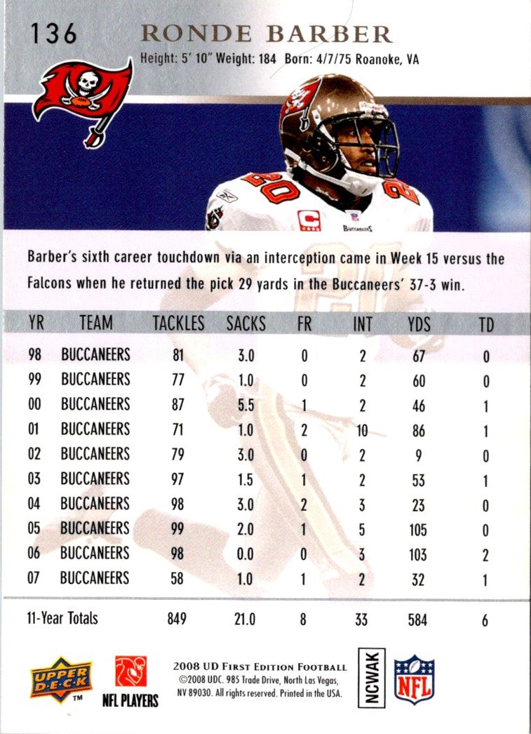 2008 Upper Deck First Edition Ronde Barber