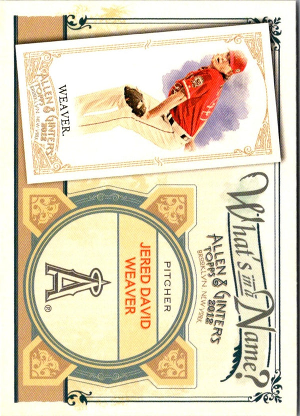 2012 Topps Allen & Ginter What's in a Name? Jered Weaver #WIN62