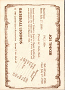 1981 Cramer Baseball Legends Series 2 Joe Tinker