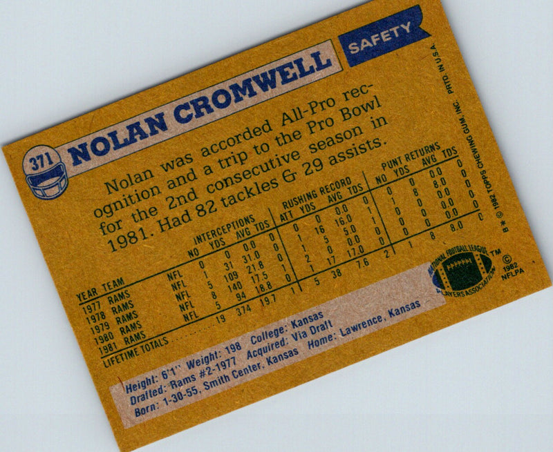 1982 Topps Nolan Cromwell