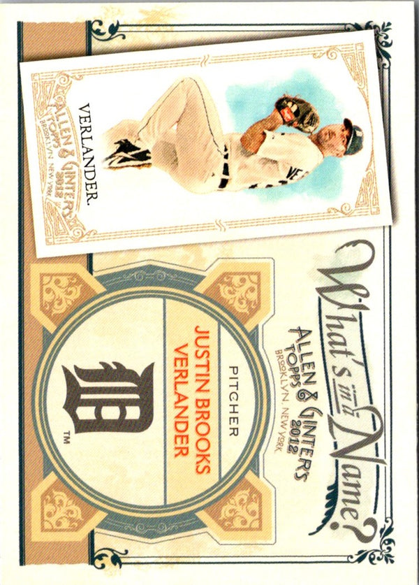 2012 Topps Allen & Ginter What's in a Name? Justin Verlander #WIN43