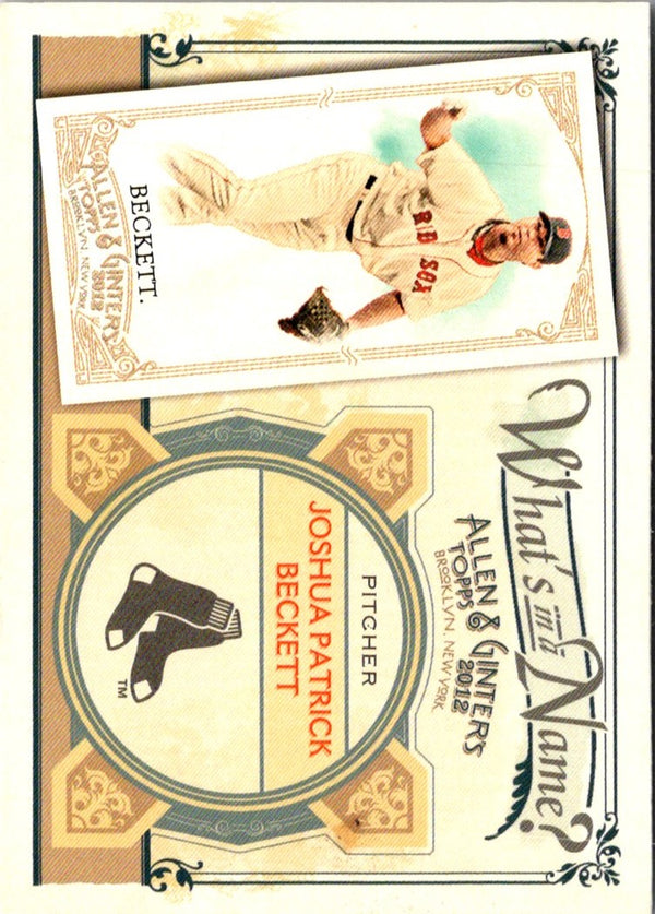 2012 Topps Allen & Ginter What's in a Name? Josh Beckett #WIN57