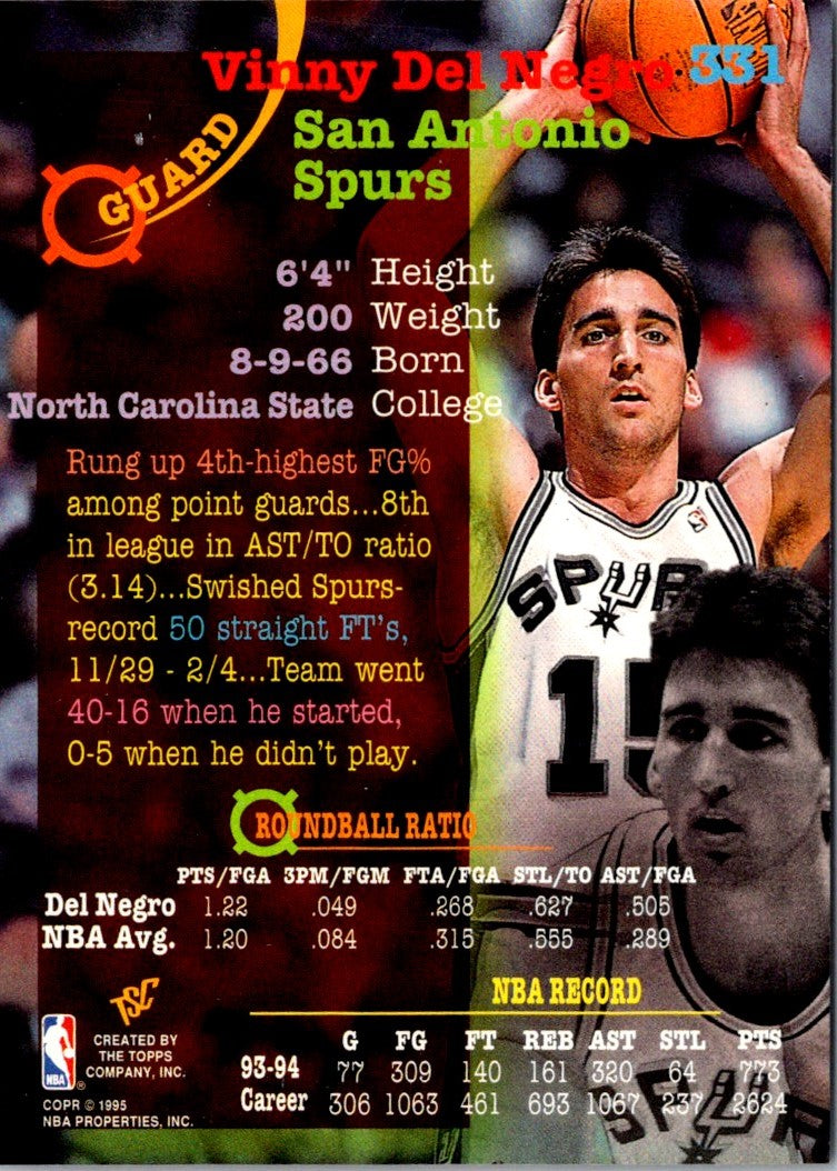 1994 Stadium Club Super Teams NBA Finals Vinny Del Negro