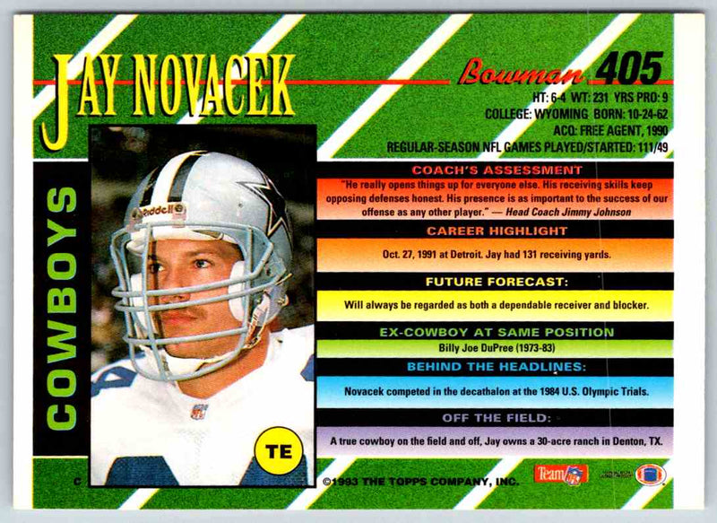 1993 Bowman Football Jay Novacek