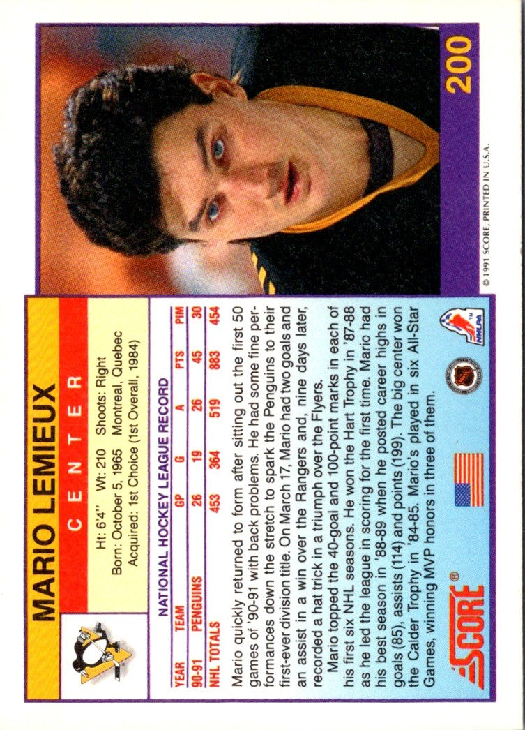 1991 Score American Mario Lemieux