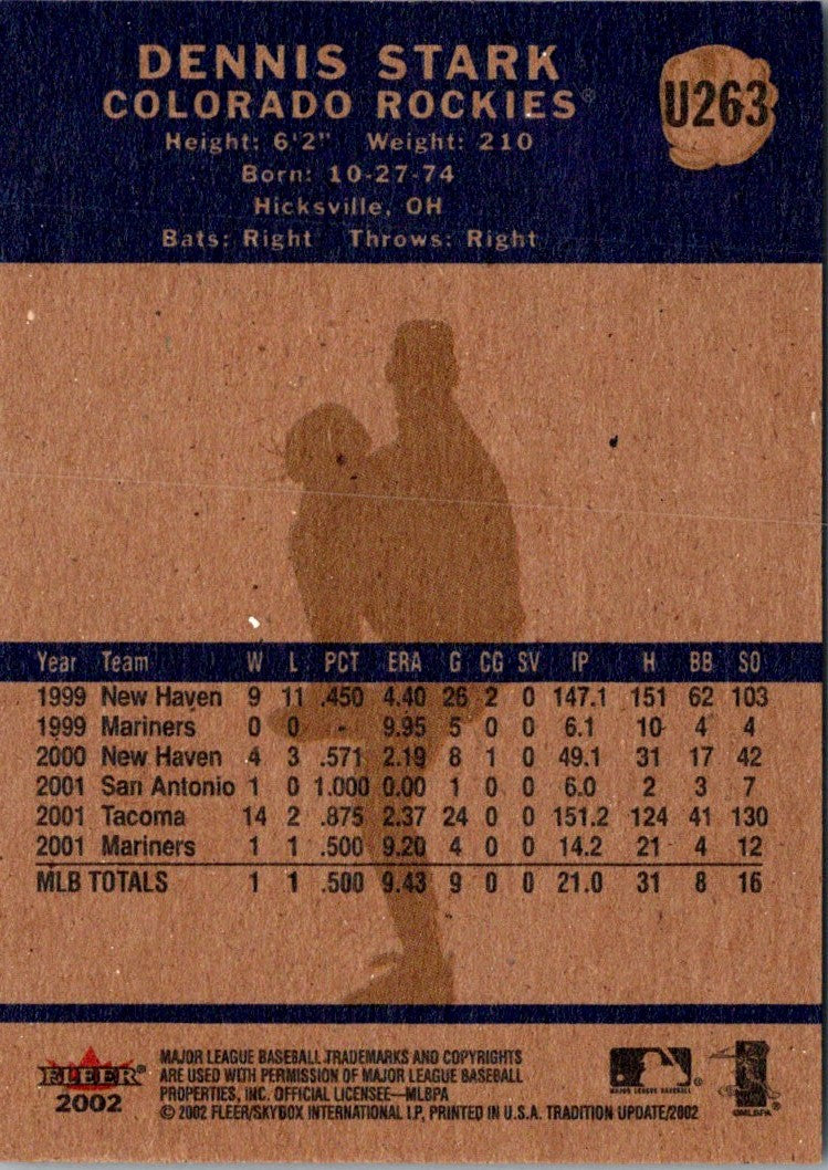 2002 Fleer Tradition Update Dennis Stark