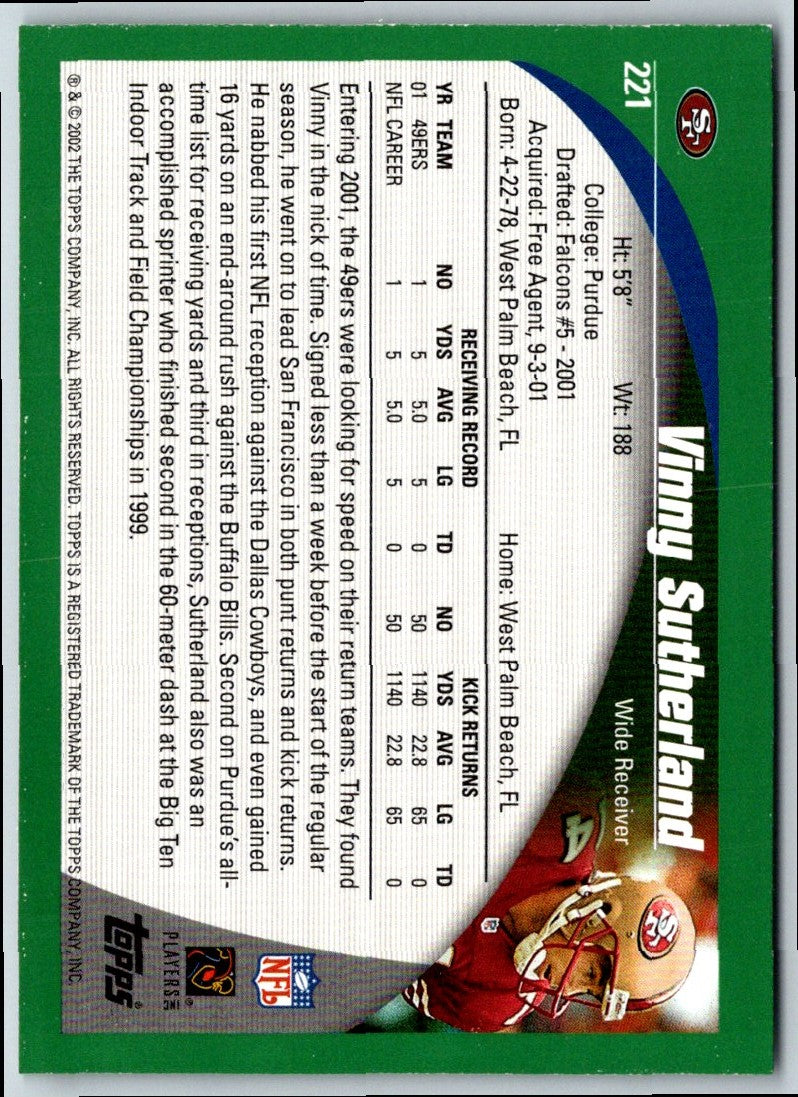 2002 Topps Vinny Sutherland