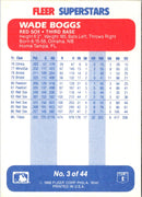 1988 Fleer SuperStars Wade Boggs