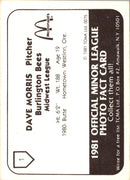 1981 TCMA Burlington Bees Dave Morris