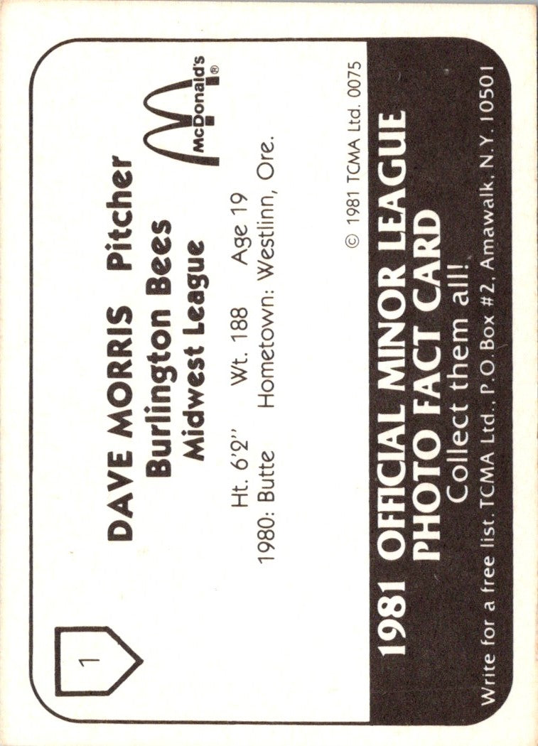 1981 TCMA Burlington Bees Dave Morris