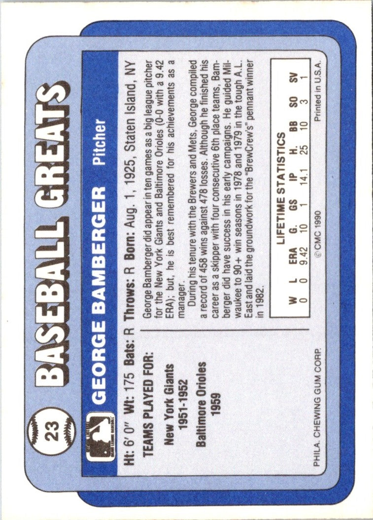 1990 Swell Baseball Greats George Bamberger