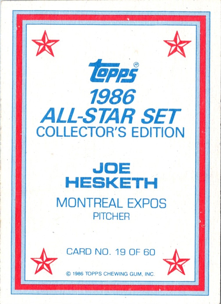 1986 Topps Joe Hesketh