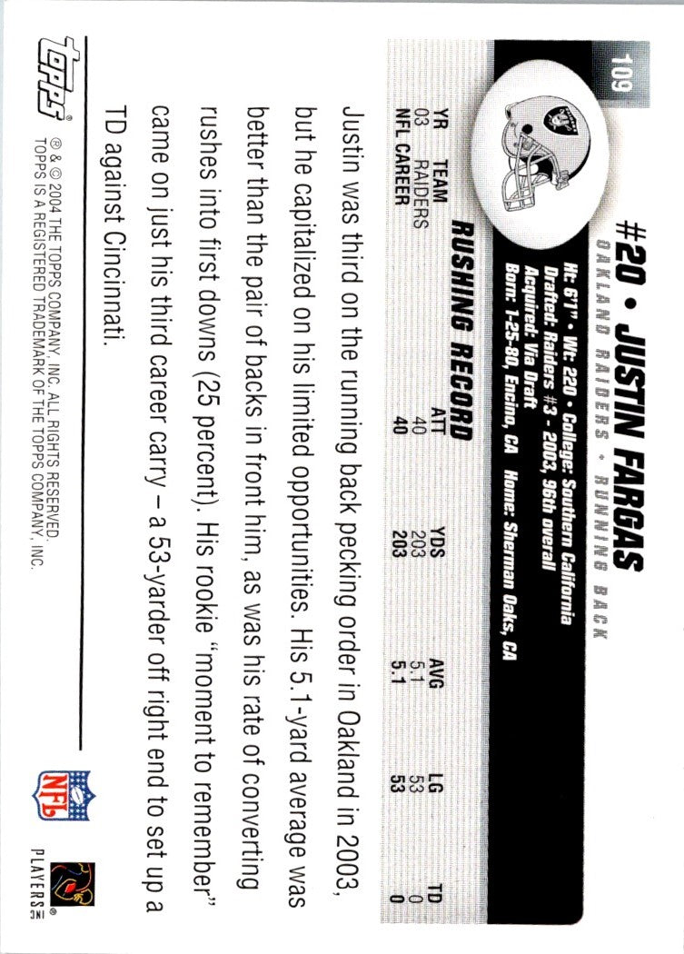 2004 Topps Justin Fargas