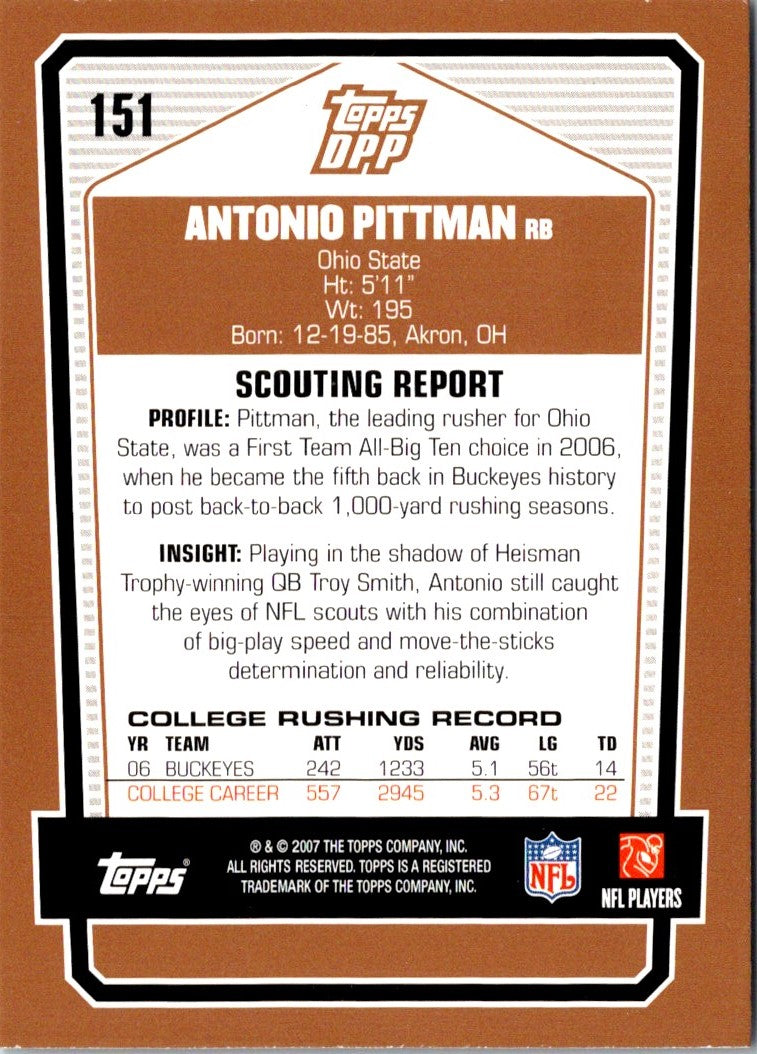 2007 Topps Draft Picks & Prospects Antonio Pittman