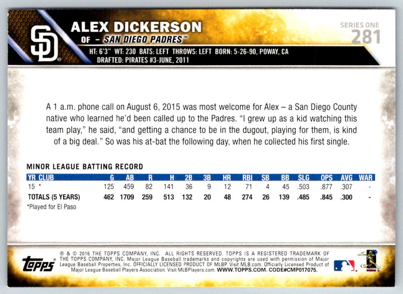 2016 Topps Alex Dickerson
