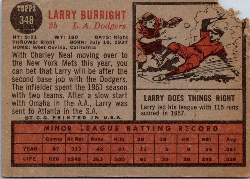 1962 Topps Larry Burright