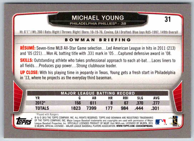 2014 Bowman Michael Young