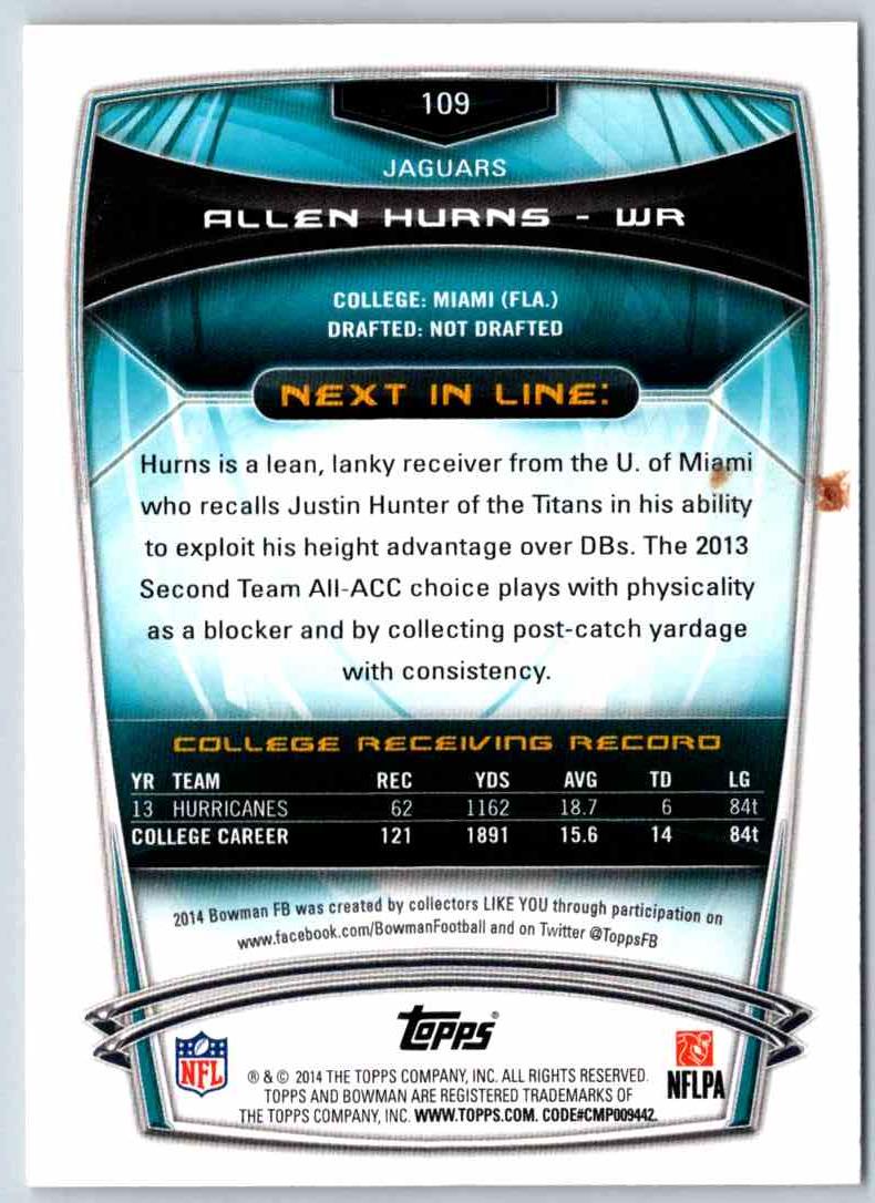 2014 Bowman Football Allen Hurns