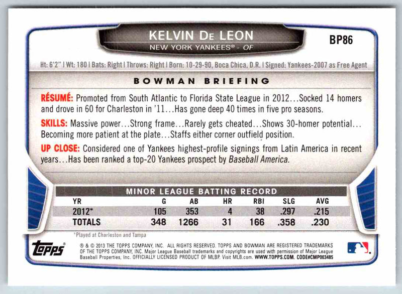 2014 Bowman Kelvin De Leon