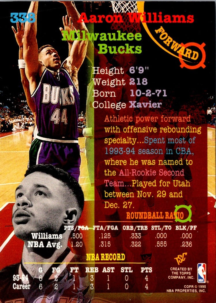 1994 Stadium Club Super Teams NBA Finals Aaron Williams